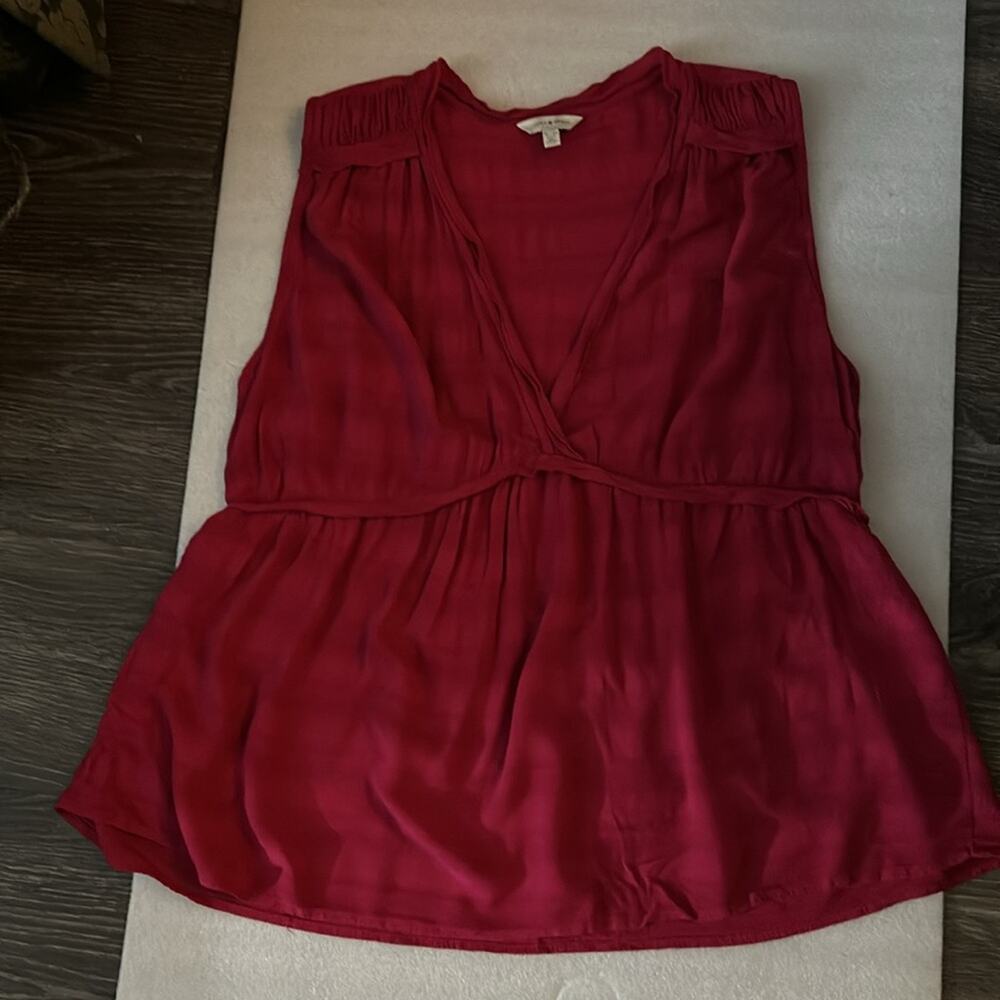 Lucky Brand Sleeveless Ruffle Top  XL V-Neck Boho Indie Bohemian Festival - Picture 5 of 9